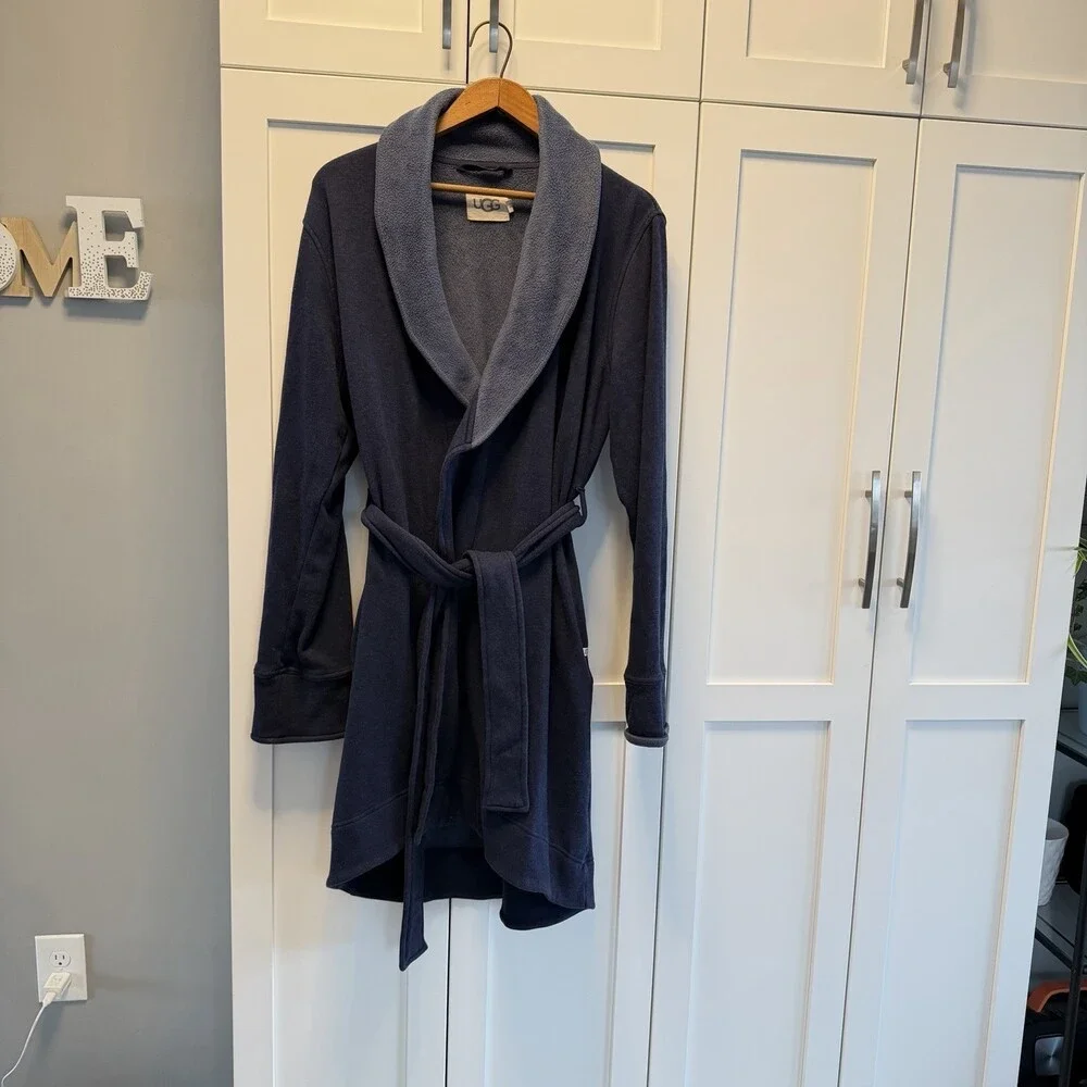 UGG Blanche II (Duffield) Robe Women's Size Large Navy Blue Soft Warm EUC - Picture 3 of 13